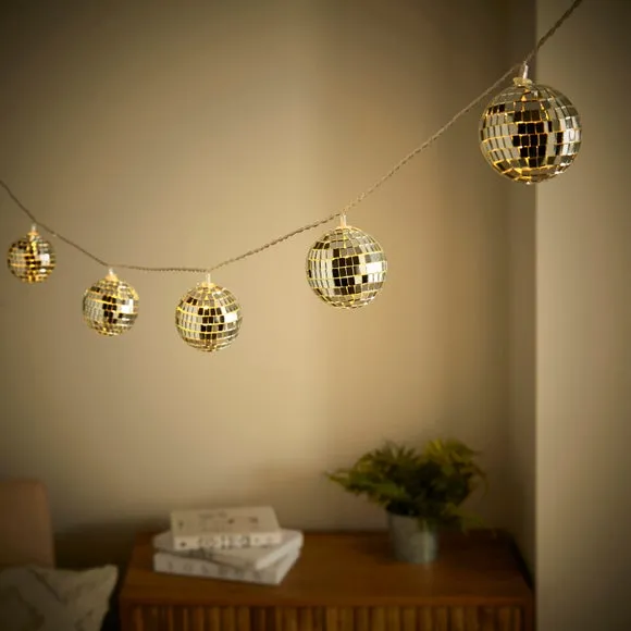 10-Light Disco Ball String Lights - Silver alternate view