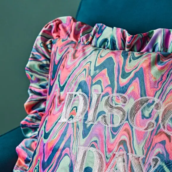 Frilled Cushion with Sequins - Multicolor alternate view
