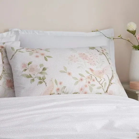 Ditsy Bird Duvet Cover & Pillowcase Set - Blush Pink, Polycotton alternate view