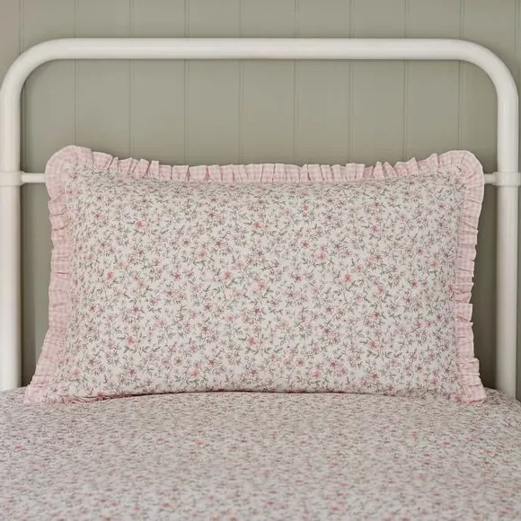 Ditsy Blooms Frill Quilt Cover and Pillowcase Set - Pink, Cotton alternate view