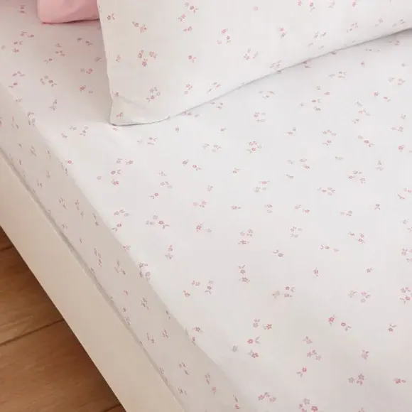 Ditsy Daydreams Fitted Bed Sheet - Light Pink, Organic Cotton product