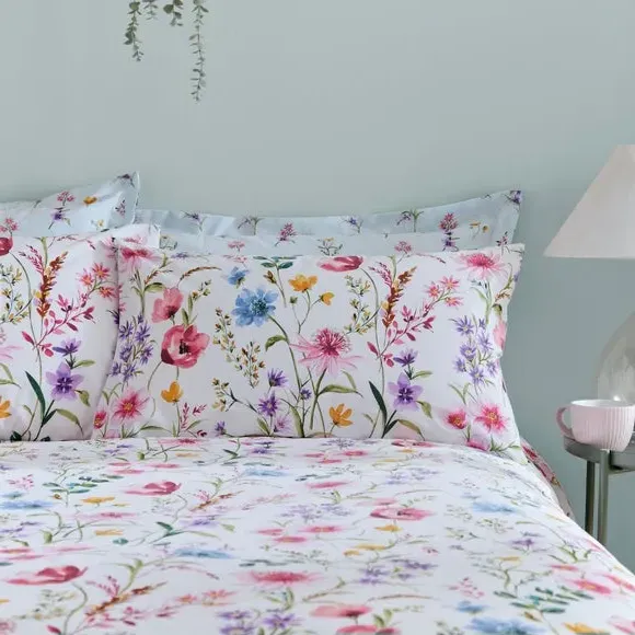 Ditsy Duvet Cover & Pillowcase Set - Pink, Polycotton alternate view