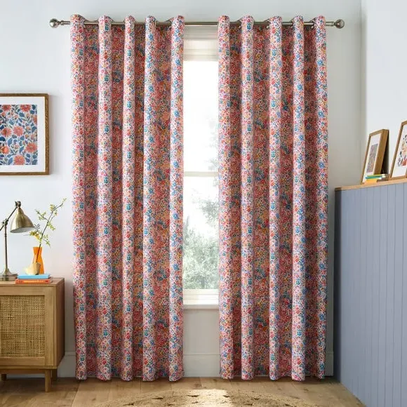 Avie Ditsy Blackout Eyelet Curtains - Pink, Polycotton alternate view