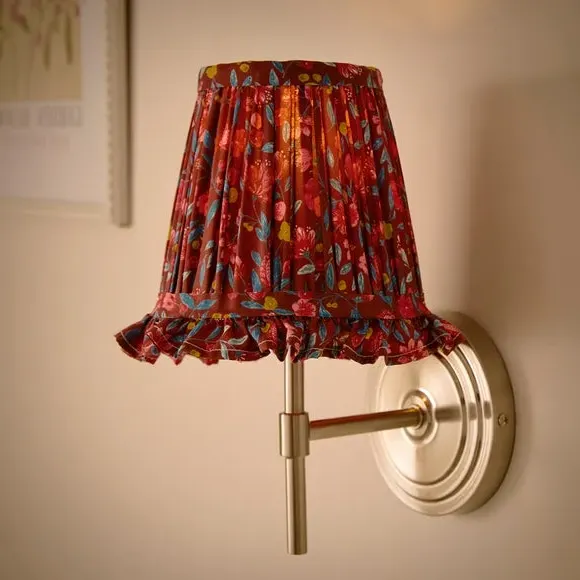 Ditsy Floral Ruffle Lamp Shade - Purple, Polyester alternate view