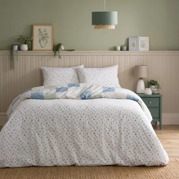 Ditsy Patchwork Duvet Cover and Pillowcase Set - Sage Green alternate view