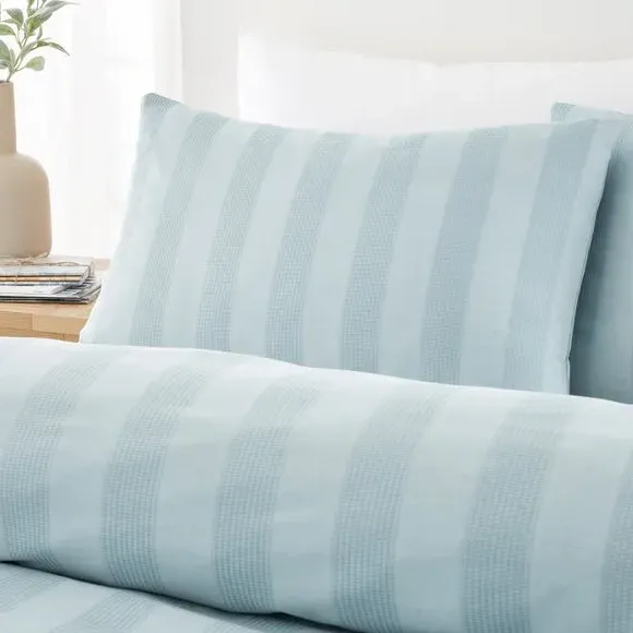 Dixon Waffle Duvet Cover & Pillowcase Set - Sky Blue, Cotton alternate view