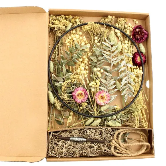 DIY Wreath Kit with Guide - Pink, Dried Flowers alternate view