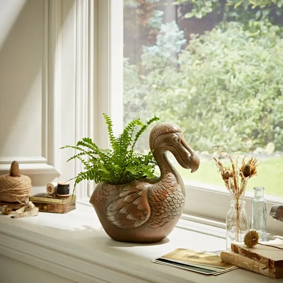 Dodo Plant Pot - Antique Brass, Polyresin alternate view