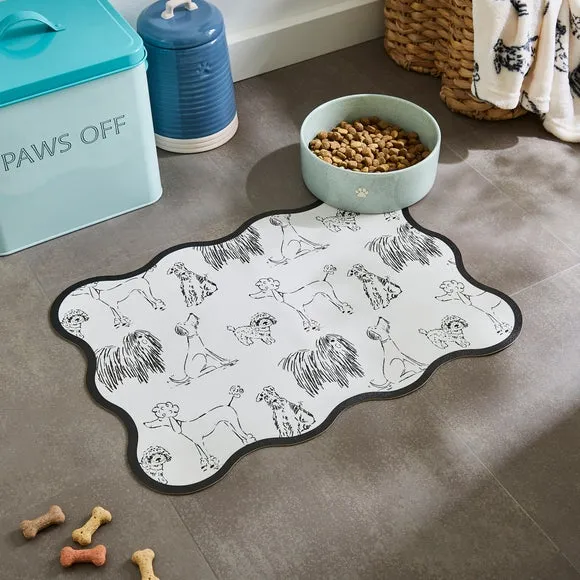Dog Print Feeding Mat - Black/White product