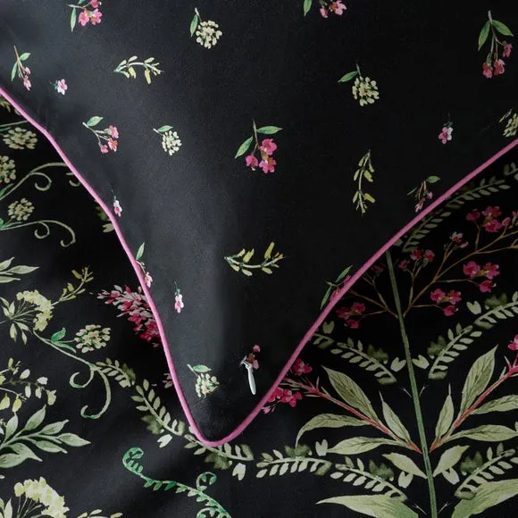 Standard Pillowcase Pair Botanical Panel - Black, Cotton Sateen by Dunelm, image 5