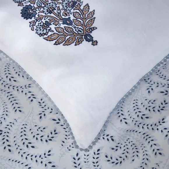 Filled Cushion with Feather Filling - Blue, Cotton alternate view