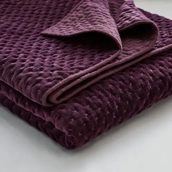 Genevieve Bedspread - Damson Purple, Cotton alternate view