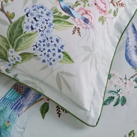 Love Bird Oxford Pillowcase Pair - Seafoam Blue, Cotton alternate view