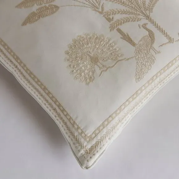Square Cushion with Palm Design - Cream, Jacquard alternate view
