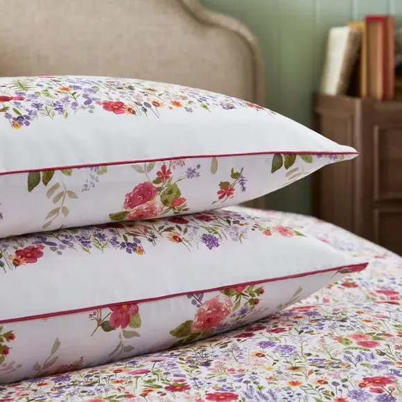 Ditsy 300 Thread Count Standard Pillowcase Pair - White, Cotton alternate view