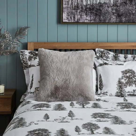 Square Cushion with Faux Fur - Grey alternate view