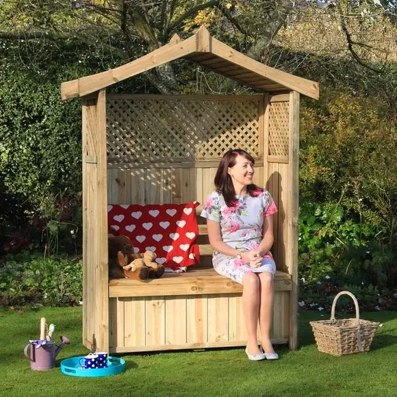 2-Seater Garden Arbour with Storage - Natural alternate view