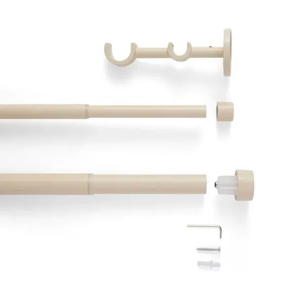 Trinity Double Layer Extendable Curtain Pole - Natural, Metal alternate view