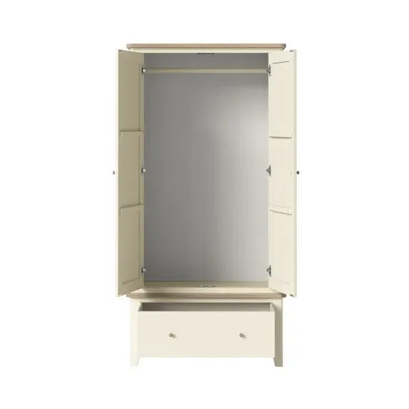 Bromley II Double Wardrobe with Drawer - Ivory, Pine alternate view