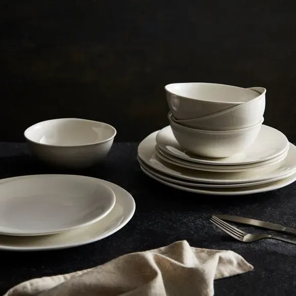12-Piece Dinner Set - White, New Bone China alternate view
