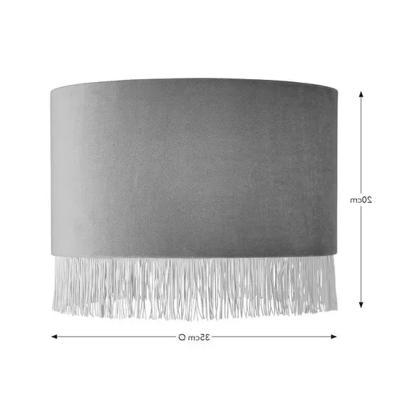 Drum Lamp Shade with Fringe - Pink, Velvet by Dunelm, image 4