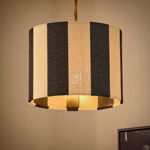 Beatrice Stripe Drum Lamp Shade - Black alternate view