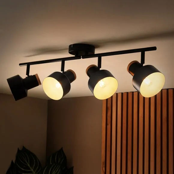 Duckworth 4-Light Adjustable Spotlight Bar - Black, Metal alternate view