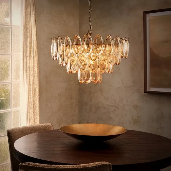 Eve 9-Light Adjustable Chandelier - Amber, Steel & Glass alternate view