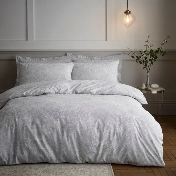 Duvet Cover and Pillowcase Set - Grey, Cotton alternate view