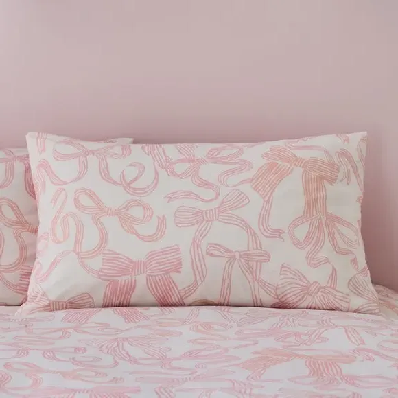 Bows Duvet Cover & Pillowcase Set - Pink, Polycotton alternate view
