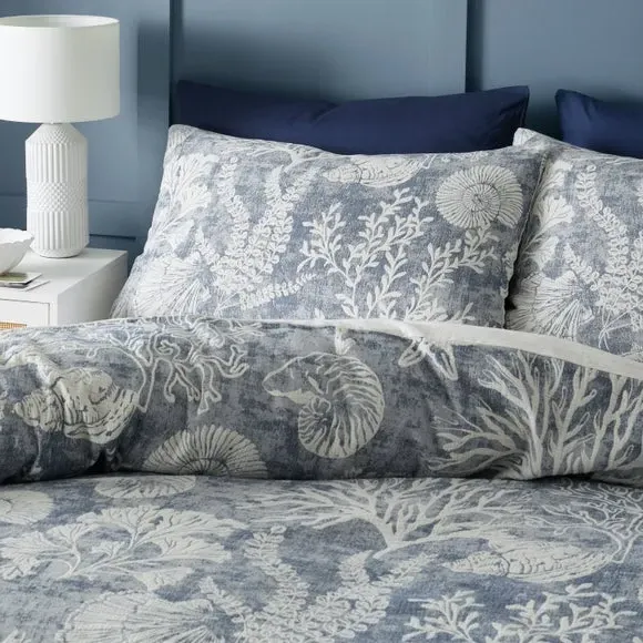 Duvet Cover Set with Pillowcase - Blue, Cotton alternate view