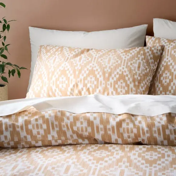 Syrah Ikat Duvet Cover Set with Pillowcase - Camel, Cotton alternate view