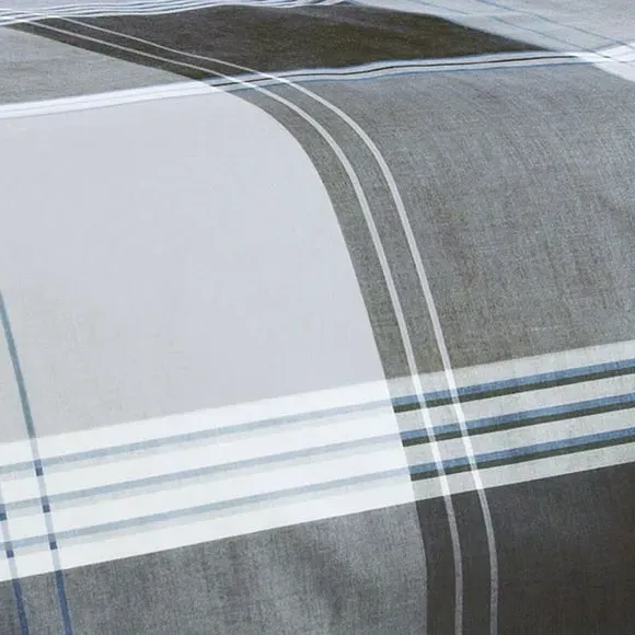 Duvet Cover Set with Pillowcase - Check, Cotton alternate view