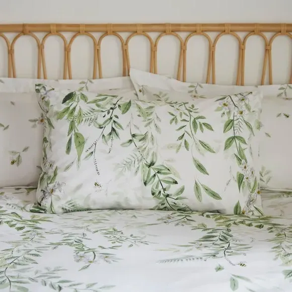 Duvet Cover Set with Pillowcase - Green, Cotton alternate view