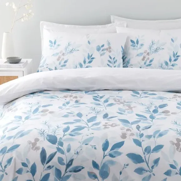 Abeny Leaves Duvet Cover & Pillowcase Set - Teal Green, Cotton TENCEL alternate view