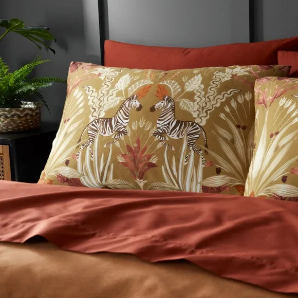 Utopian Dream Duvet Cover Set with Tropical Print - Natural alternate view