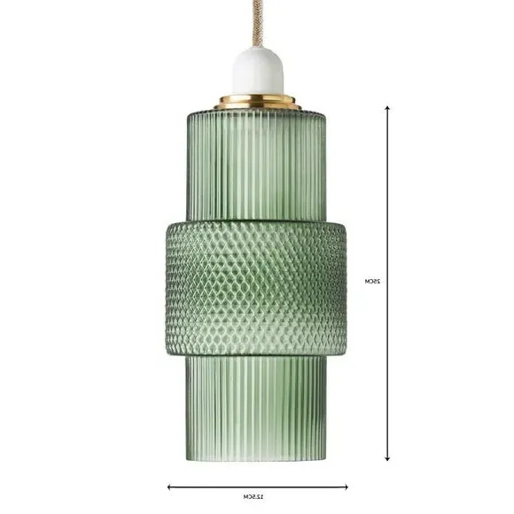 Elena Easy Fit Pendant Shade - Green, Frosted Glass by Dunelm, image 6