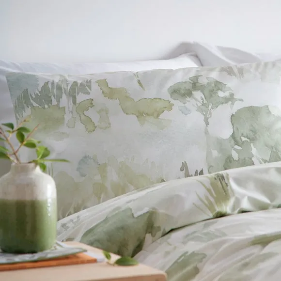 Edale Duvet Cover Set with Pillowcases - Green, Cotton alternate view