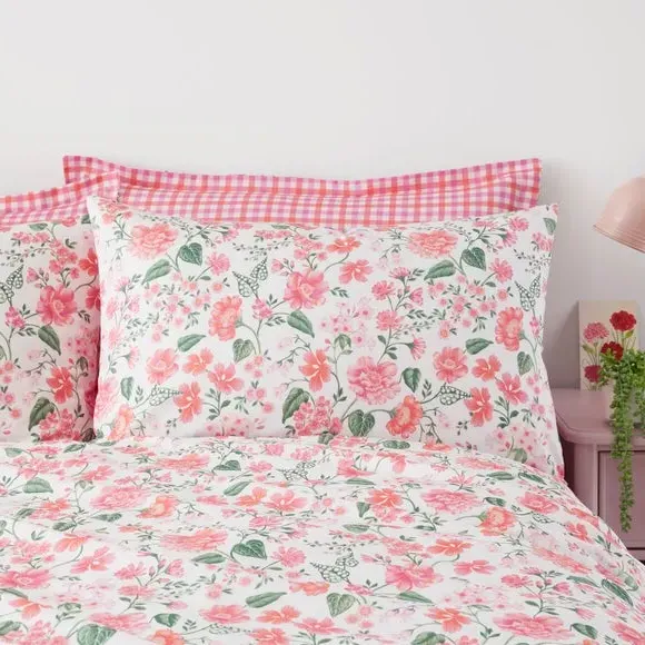 Eden Floral Duvet Cover & Pillowcase Set - Pink, Polycotton alternate view