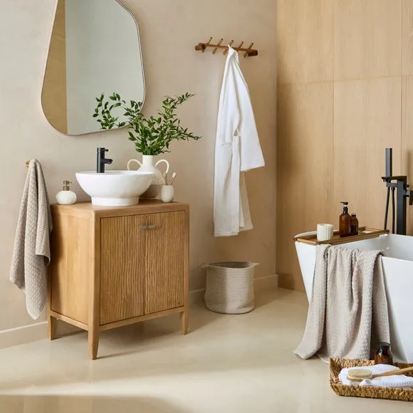 Olsson Hand Carved Single Vanity Unit - Light, Mango Wood alternate view