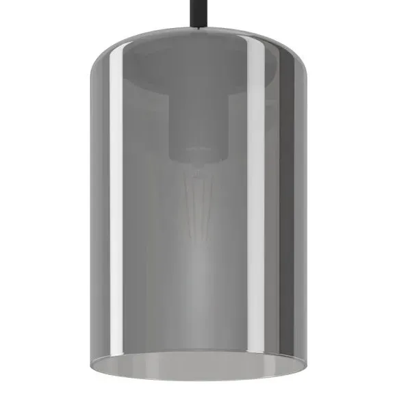 Cadaques Cylindrical Pendant Light - Black, Smoked Glass alternate view