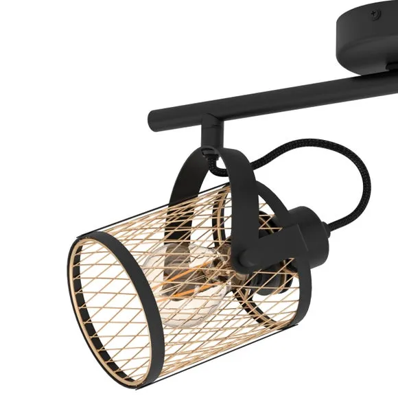 Dellow Industrial 2-Light Adjustable Ceiling Spotlight - Black alternate view