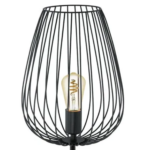 Mid Century Floor Lamp with Wire Shade - Black, Metal alternate view
