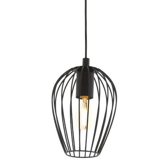 Newtown Caged Hanging Pendant Light - Black alternate view