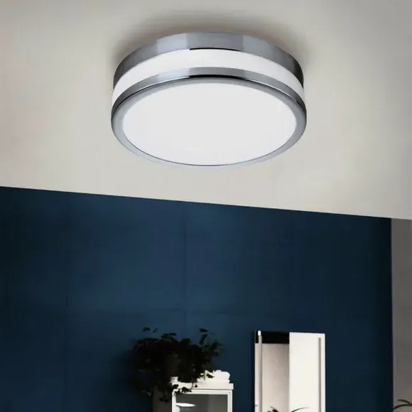 Eglo Palermo Round LED Flush Ceiling Light - Silver, Chrome by Dunelm, image 3
