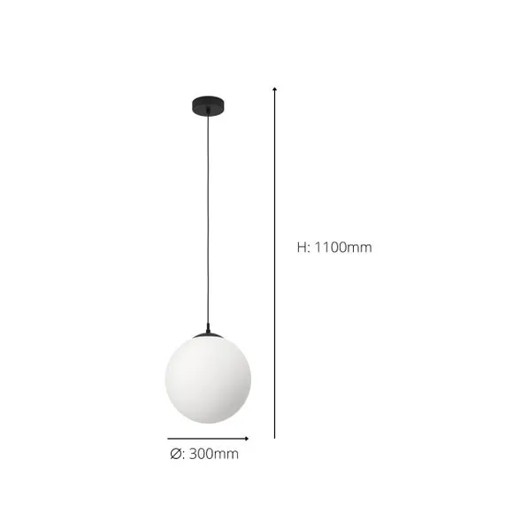 Rondo Spherical Pendant Light - Black, Opal Glass alternate view