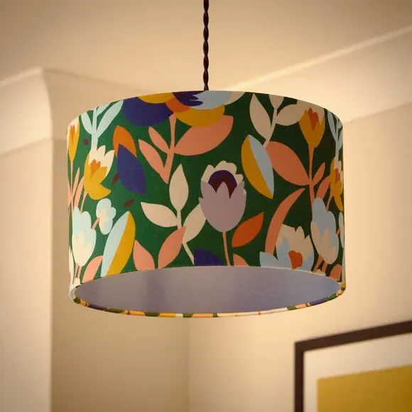 Fieldsley Floral Easy Fit Drum Lamp Shade - Multicolor, Polyester alternate view