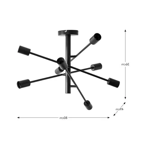 Koppla 8-Light Semi Flush Ceiling Light - Black by Dunelm, image 6