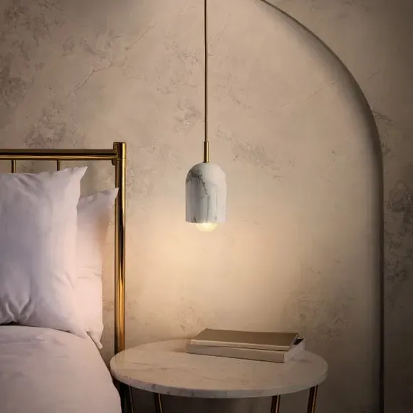 Levi Adjustable Pendant Light - White, Marble alternate view