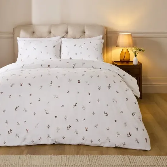 Elise Floral Duvet Cover & Pillowcase Set - Natural, Brushed Cotton product